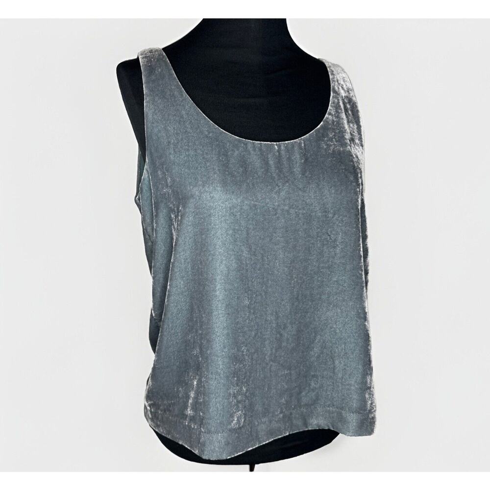 J. Crew Velvet Tank Shell Sz 4 Sea Blue Green Lined Silk Scoop Neck Preppy Soft